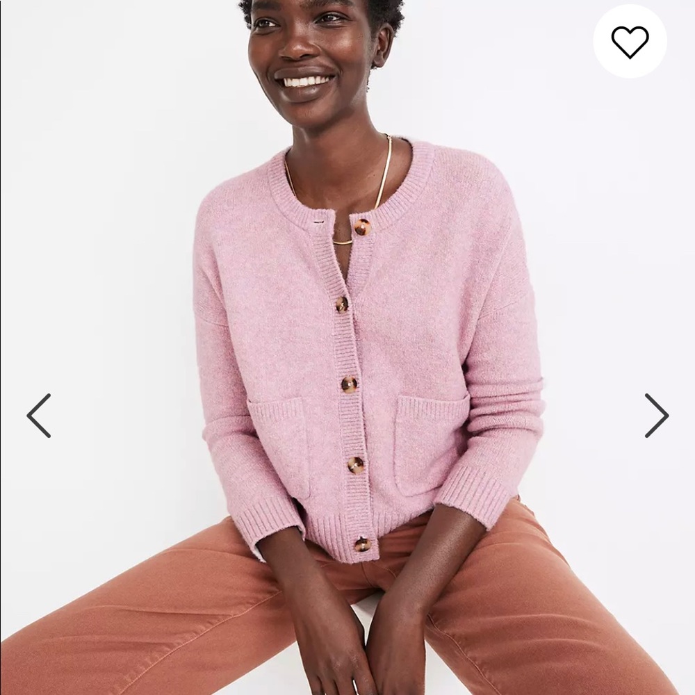 Madewell Colburne Cardigan Sweater in Coziest Textured Yarn in Lilac